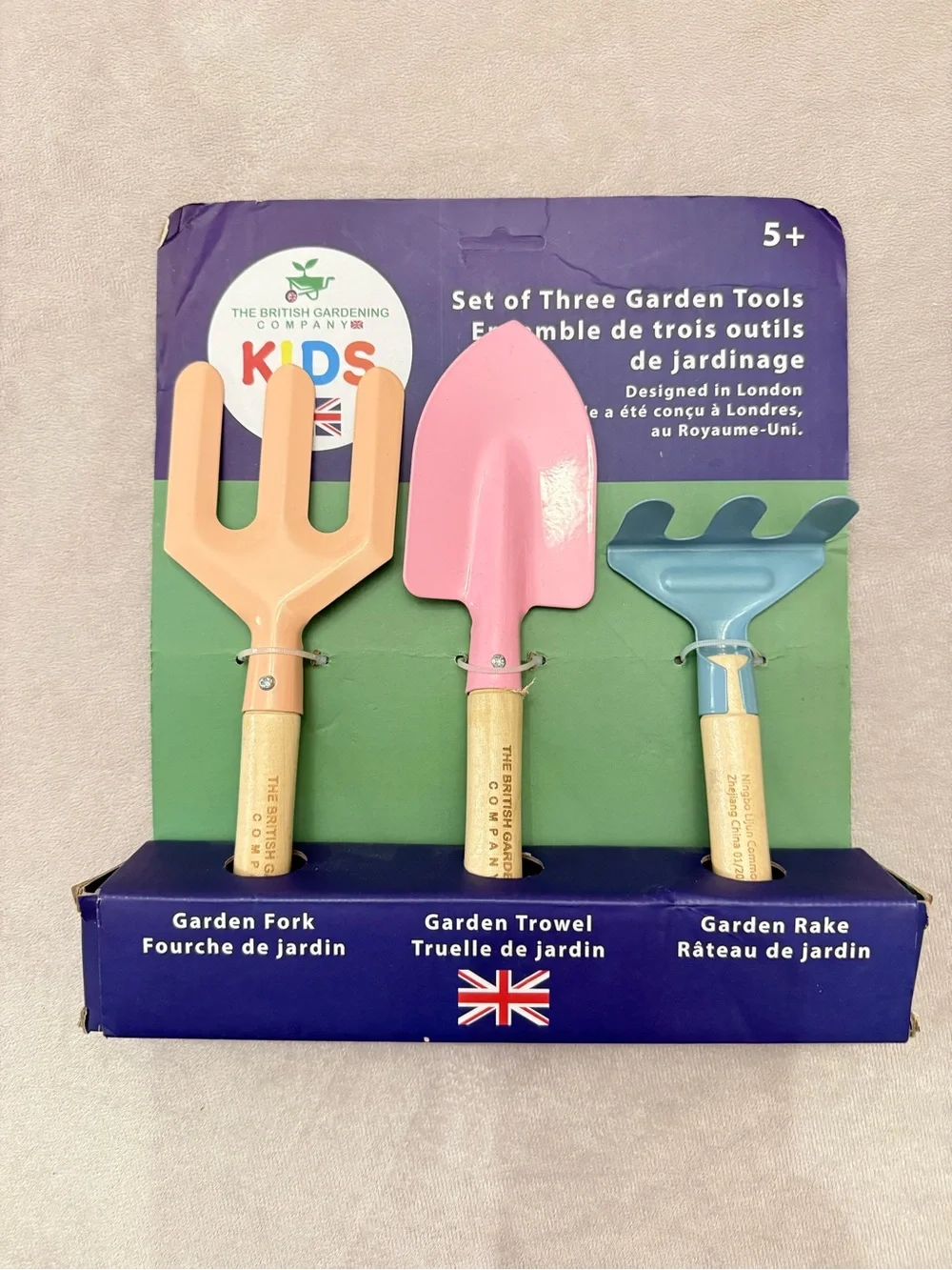 The British Gardening Company Kids Garden Tool Set 3 Piece Fork Trowel Rake NIP